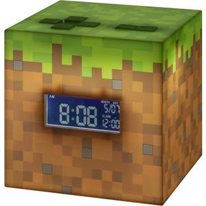Paladone Minecraft Grass Block Digital Alarm Clock, Light Up Lamp Feature, Plays Official in Game Music, Bedroom Decor for Minecraft Gamers