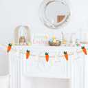 Easter Bunnies and Carrots Garland, 3D Felt Bunny Carrot Wooden Beads Banner Rustic Easter Hanging Wall Decorations for Home Farmhouse Indoor Spring Decor