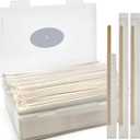 Bamboo Coffee Stirrers Individually Wrapped 200 Count in Storage Box  Coffee Stir Sticks 5.5 inch Coffee Bar Disposable individually wrapped coffee stirrers for Coffee and Cocktail
