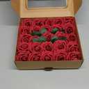 InnoGear Artificial Flowers, 50 Pcs Dark Red Foam Fake Roses Bulk with Stems for Decoration DIY Wedding Bouquets Centerpieces Bridal Shower Party Christmas Tree