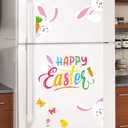 LHIUEM 50PCS Colorful Happy Easter Wall Decals Gift Cute Bunny Clings Easter Peeps Decorations Jumping Rabbits Decals Spring Clings for Windows Cute Eggs Bulletin Board Banner for Nursery Home