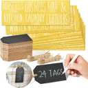 24 Pack Black Chalkboard Wooden Hanging Tags, 4.33x2.5 Inches, Includes, Hanging Labels for Kitchen, Laundry & Bathroom
