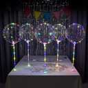 Lightsfever Rainbow colors LED light up balloons, 6pc LED Light up Balloon with sticks, stands and batterys, centerpieces for party no helium required DIY Kit (multi color)