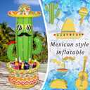 Triumpeek Inflatable Cactus Cooler, 55" Fiesta Cactus Ice Bucket Wearing Sombreros for Summer Swimming Pool Hawaiian Themed Party Supplies