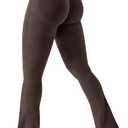 YEOREO Mini Flare Leggings Womens Workout Butt Lifting Legging Hidden Scrunch Seamless 28" / 30" Lilliean Yoga Pants (X-Large, Chocolate Brown)