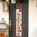 Hello Fall Welcome Wooden Porch Sign 47" with Bow Fall Decorations Outdoor Front Door Porch Decor Large Rustic Farmhouse Standing Sign for Garden Home Yard Season