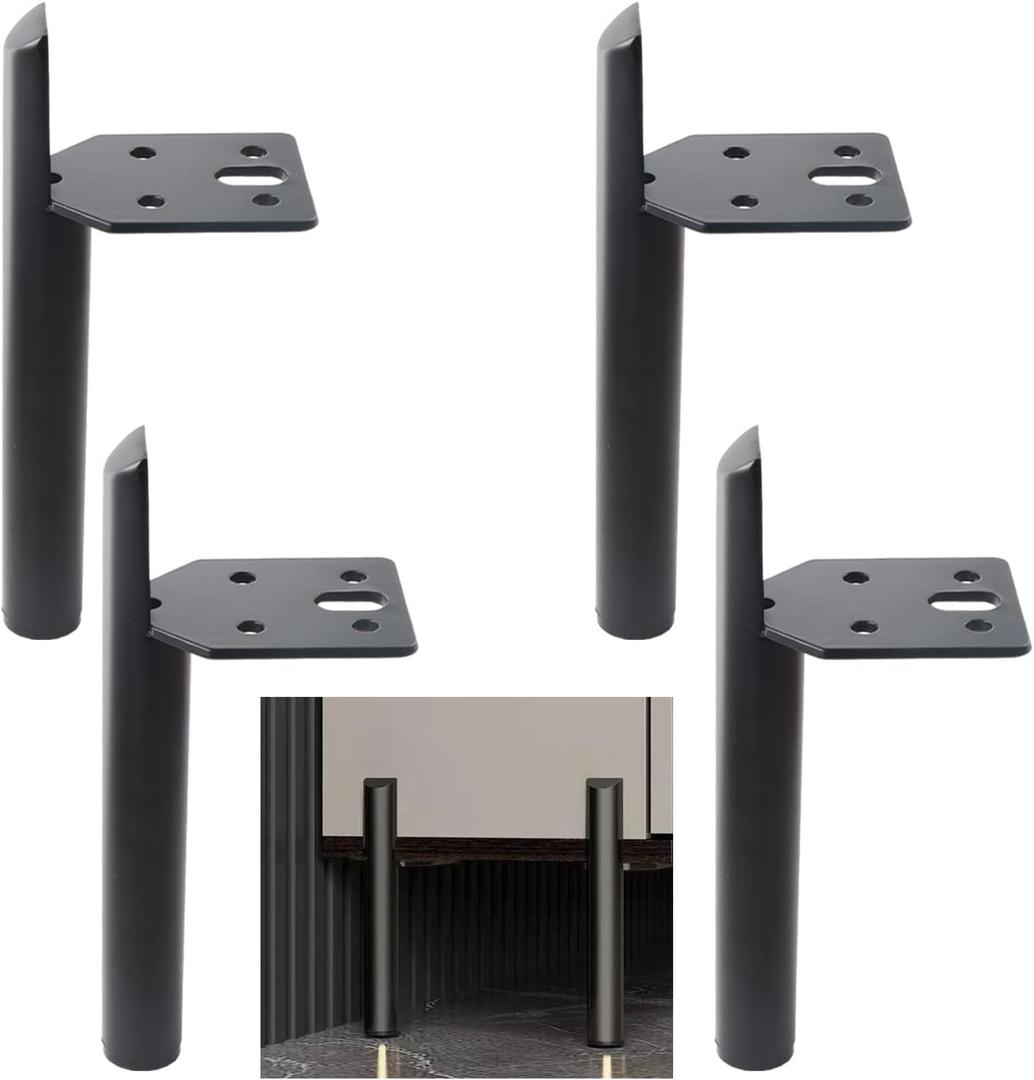 8 Inch Furniture Legs Black Coffee Table Feet, Mid-Century Metal Furniture Leg for Sofa Cabinet Ottoman, Set of 4 Side Mounted Style Home DIY Replacement Feet