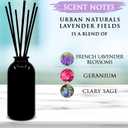 Urban Naturals Lavender Fields Oil Essential Oil Reed Diffuser Set with Real Lavender Stems! French Blossoms, Geranium & Clary Sage | #1 Gift Idea for Aromatherapy & Stress Relief | Vegan | USA Made