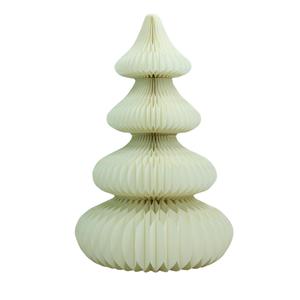 PIONEER-EFFORT 57" Off-White Paper Christmas Tree – Tall Honeycomb & Cardboard Style Foldable 3D Holiday Decoration, Elegant Ivory Wedding & Party Centerpiece, Reusable Eco-Friendly Décor
