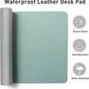 Aothia Leather Desk Pad Protector, Mouse Pad,Office Desk Mat, Non-Slip PU Leather Desk Blotter, Laptop Desk Pad, Waterproof Desk Writing Pad for Office and Home (36" x 17", Light Blue)