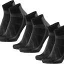 DANISH ENDURANCE Cycling Socks, Ankle Length, Breathable, Cushioned, Biking Socks for Men & Women, 3 Pack (Large, Black)