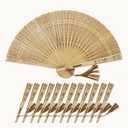 12Pcs Wooden Hand Fans, 20 cm/7.87 inches, for Keeping Cool, Portable,Wedding, Party Favors and Decorations(Hollow)