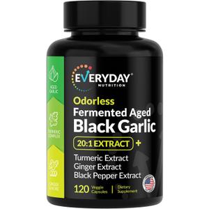 Odorless Fermented Aged Black Garlic Extract with Turmeric Complex, Ginger, Black Pepper Extract, 120 Veggie Capsules, Exp date: 

06/2029