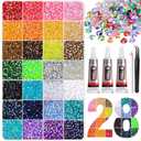 Artdone 34000Pcs Resin Rhinestones 3mm Jelly AB 28Colors for Bedazzling Glitter Kit DIY, Multicolor Crystal Diamond Pearls with 3Pcs 10ml B7000 Jewelry Glue for Bedazzled Nail Art Supplies Decoration