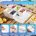 Portable Snackle Box Container with Ice Pack,Snack Container Divided Serving Tray Insulated Bag, Cooling Travel Snacklebox with Lid & Handle,8 Compartment Chilled Serving Tray for Beach,Outdoor,Picnic