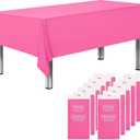 Sonluma 12 Pack 108" X 54" Pink Premium Disposable Plastic Tablecloth for 8ft Long Rectangle Tables, Waterproof Covers for Indoor or Outdoor Events & Parties