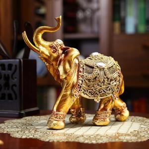 Lucky Elephant Statue,7" Elephant Decor,Elephants Figurine for Home Decor Unique and Ornament for Living Room,Table Centerpiece Shelf and Office Adds(Resin Craft)