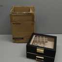 SONGMICS GISELLA Collection - Jewelry Box Organizer, 3-Layer Jewelry Storage with 2 Drawers, Shiny Metal Hardware, Glass Lid, Modern, 8 x 9.1 x 5.3 Inches, Ink Black and Gold Color UJBC239B03