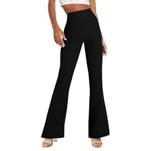 TOPSRANI Womens Stretchy Bootcut Dress Pants Flare Casual Palazzo High Waist Trousers Bell Bottom Business Office Work Black M