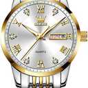 OLEVS Watches for Women Diamond Luxury Dress Women Watches Analog Quartz Waterproof Day Date Stainless Steel Wristwatch