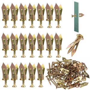 200Pcs Self Drilling Drywall Anchors with Screws Kit, 100Pcs M12x30mm Sheetrock Anchors with 100Pcs M4x30mm Screws, No Drill Needed, Hold 66LB for Wall Hanging