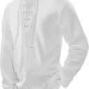 Spooktacular Creations Men's Halloween Renaissance Medieval Viking Costume Long Sleeved Pirate Shirt Top for Dress-Up Parties (Medium, White)