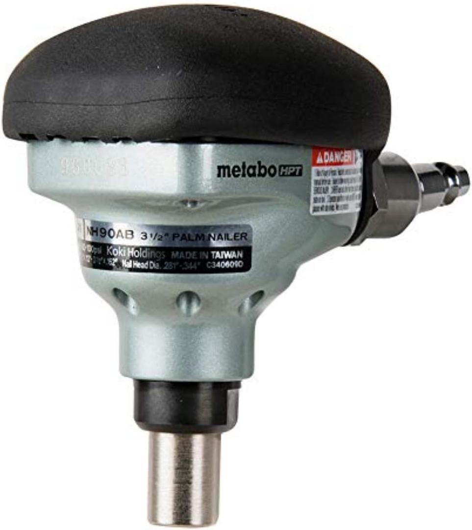 Metabo HPT Palm Nailer, Pro-preferred Pneumatic Power Nailers, Palm Tool for Joist Hangers & Connectors, Magnetic Nose for Precise Fastening, 360 Swivel Plug, 2-1/2 to 3-1/2 Bulk Fasteners, NH90AB