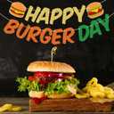 Happy Burger Day Banner, Burger Bar Decorations, Hamburger Themed Party Decorations, Hamburger Banner for Fast Food Party