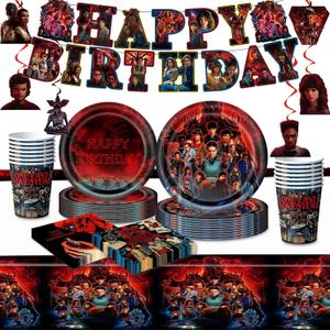 88PCS Birthday Party Full Supplies Kit：1 Banner + 6 Hanging Swirls + 20 (9-inch) Plates + 20 (7-inch) Plates + 20 Napkins + 20 Cups + 1 Tablecloth