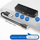 Car Accessories 4-in-1 Car USB Hub Equipped with a Data Interface and Multiple Type-C/USB-A Fast Charging interfacesUSB Hub for iPhone,iPad,Samsung Galaxy,USB Flash DriveAndroidBlack