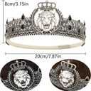 King Crown and Birthday Sash, King Crown for Men,Gold Men's Tiara Prince Diadem,Royal Medieval Cosplay Birthday Prom Halloween Hair Accessories