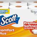 Scott ComfortPlus Toilet Paper, 12 Mega Rolls, 310 Sheets per Roll, Septic-Safe, 1-Ply Toilet Tissue
