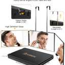 JUSRON 360 Viewing Angle Self Hair Cutting Mirror, Clear Anti-Fog HD Glass (Black Without LED Without Accessories)