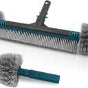 20'' Pool Brush Head, Detachable Pool Cleaning Brush with Durable Around Nylon Bristles, EZ Clip Aluminum Handle- Clean Swimming Pools Walls, Steps & Corners Faster