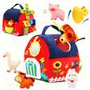 Baby Toys 6-12 Months Montessori Sensory Toy Barn with Stuffed Farm Animals, Rattle, Crinkle for Infants. Portable Learning Gift for 6 Month Old, 1-3 Year Old Toddlers, Christmas Stocking Stuffers