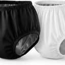 Leakproof Cloth Diaper Covers for Adult, Incontinence Protective Briefs Underwear, Reusable Plastic Pants Special Needs 2Pcs (WhiteBlack, S)