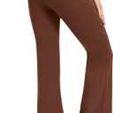 Urban CoCo Women's Flare Dress Pants with Pockets High Waist Slacks Pull On Work Casual Petite/Regular/Tall Pants (Brown, XL)