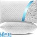 Shredded Memory Foam Pillows, Cooling Bed Pillows Queen Size Set of 2 for Sleeping, Adjustable Firm Pillows for Side Back and Stomach Sleepers, Washable Removable Cover
