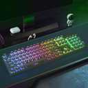 Redragon K710 Wireless Typewriter Mechanical Gaming Keyboard, Bluetooth/2.4Ghz/Wired, RGB Led Backlit, Blue Switch - Clicky, Rechargeable, Solid Metal Panel, Round Keycaps, Green