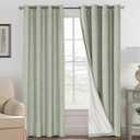 H.VERSAILTEX Linen Blackout Curtains 96 Inches Long 100% Absolutely Blackout Thermal Insulated Textured Linen Look Curtain Draperies Anti-Rust Grommet, Energy Saving with White Liner, 1 Panels, Sage
