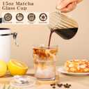 15oz Iced Coffee Cups with Lids Reusable,4Pcs Glass Matcha Cups,Glass Cups with Lids and Straws,Clear Glass Coffee Tumbler for Drinking Water,Tea,Juice