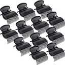 Hot Roller Clips Hair Curler Claw Clips Replacement for Women Girls Hair Section Styling (12 Pieces, Black)