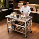 Stainless steel kitchen prep and work table with Wheels,36x24in,Multi-Size, 36"Lx24"Wx35"H