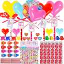 216pcs Stationery Set Valentines Day Gifts for Kids Classroom Exchange with Heart-Shaped Lollipop, 24 Pack Valentines Day Cards for Kids School Party Favors Prizes Goodie Bag Stuffers