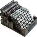 5-Pc. Retro Typewriter Coaster Set - Vintage Style with 4 Coasters & Sturdy Typewriter Holder, Protects Surfaces from Rings, Distressed Metallic Finish