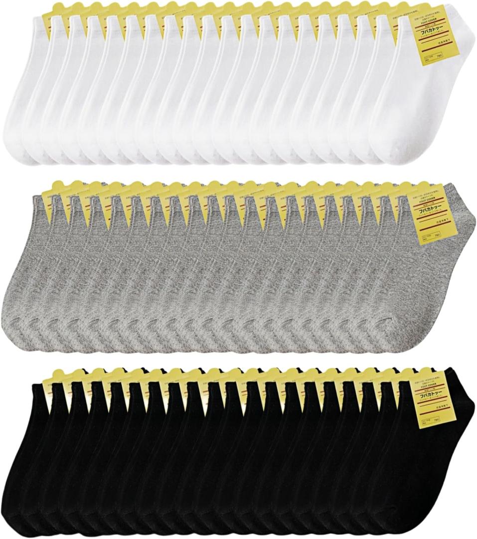 60 Pairs Disposable Socks with Individual Packaging, Bulk Athletic Socks for Homeless Gym Travel Guests, Men & Women (One Size)