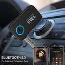 1Mii Bluetooth 5.3 Music Receiver for Car/Home Stereo, Aux Bluetooth Adapter for Car with Volume Control Supports Hands Free Calls, 16H Battery Life