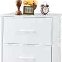 Sweetcrispy Nightstand with 2 Storage Drawers, 20" Height Small Bed Side Furniture End Table, Wooden Top Fabric Cabinet Kids Night Stand Mini Dresser for Bedroom, Closet, Entryway, Dorm, White