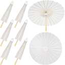 Sadnyy 33 Inches Paper Umbrellas Paper Decorative Chinese Japanese Parasol Umbrella DIY Oiled Paper Painting Umbrellas Crafts for Wedding Bridal Party Decor (White, 6 Pack)