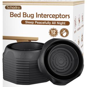 Bed Bug Interceptors, 12 Pack Bed Bug Traps, Insect Detector for Bed, Sofa & All Furniture. 24/7 Monitor, 360 Protection for Your Family's Peaceful Sleep, Black (Black-12 Pack)